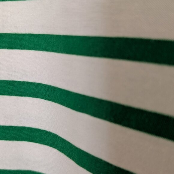 COS V-Neck T-Shirt Green White Stripes 100% Cotton Jersey Size Medium Like New - Picture 2 of 6